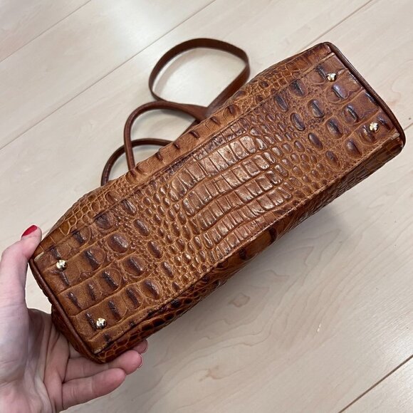 Vintage Due Fratelli Croc Embossed Genuine Leather Handbag - Picture 6 of 14